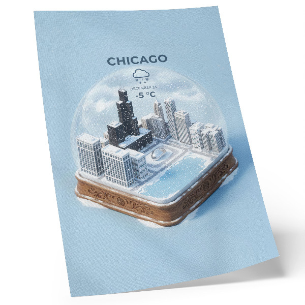 Poster Een miniatuurstad in een winterse omgeving