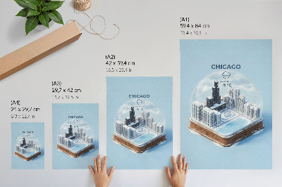 Poster Een miniatuurstad in een winterse omgeving