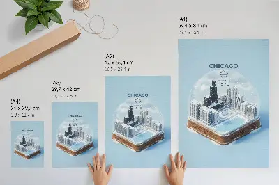 Poster miniatuurstad in een winterse omgeving