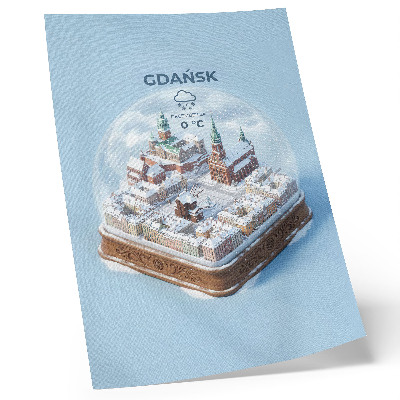 Decoratieve poster Winter Gdańsk onder de sneeuw in een glazen bol