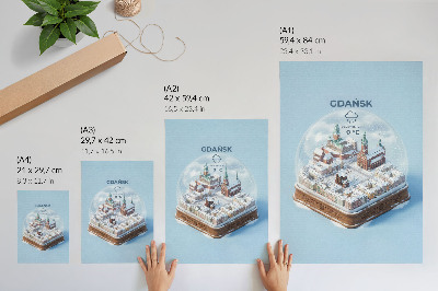 Decoratieve poster Winter Gdańsk onder de sneeuw in een glazen bol