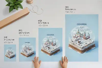 Decoratieve poster Winter in Gdańsk met besneeuwde glazen bol