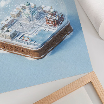Wandposter Een miniatuurversie van Helsinki in een sneeuwbol.