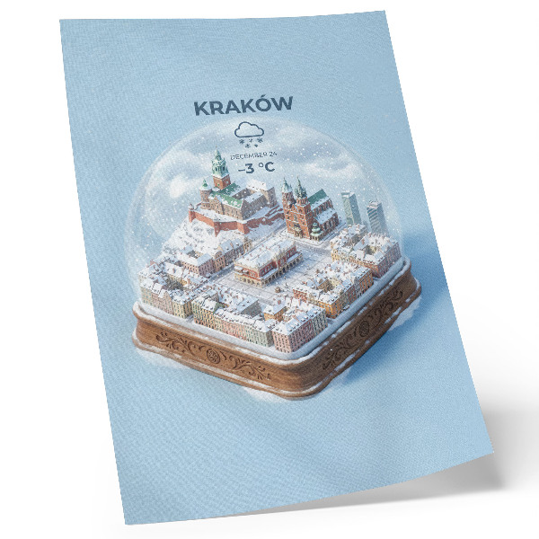 Decoratieve poster Krakau onder een glazen koepel - winterse sfeer