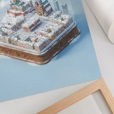Decoratieve poster Krakau onder een glazen koepel met winterse sfeer