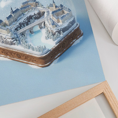 Wandposter Winters stadsgezicht onder een koepel van witte sneeuw