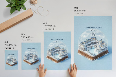Wandposter Winters stadsgezicht onder een koepel van witte sneeuw