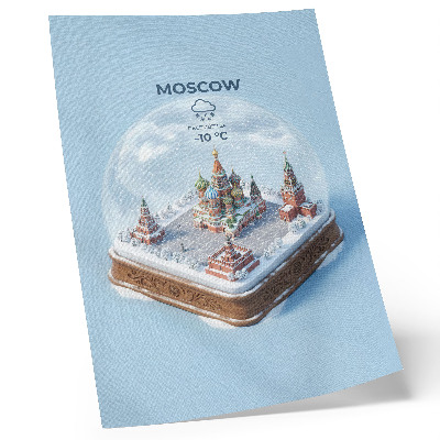 Poster Miniatuur Moskou in een winterse sneeuwbol