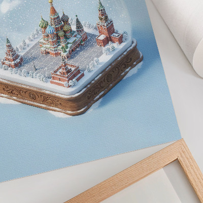 Poster Miniatuur Moskou in een winterse sneeuwbol