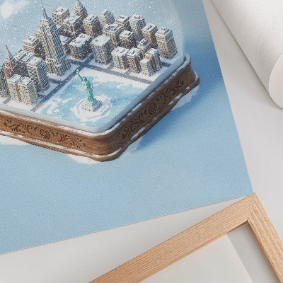 Decoratieve poster Minimalistische stadssneeuwbol in de winter