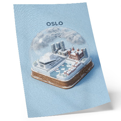 Wandposter Een winterstad onder een koepel in een moderne stijl.