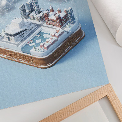 Wandposter Een winterstad onder een koepel in een moderne stijl.
