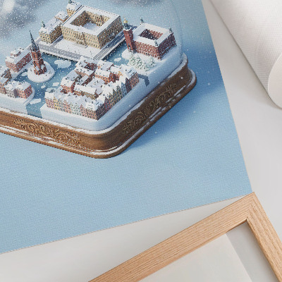 Decoratieve poster Stockholm in een bol, moderne architectuur, winterklimaat