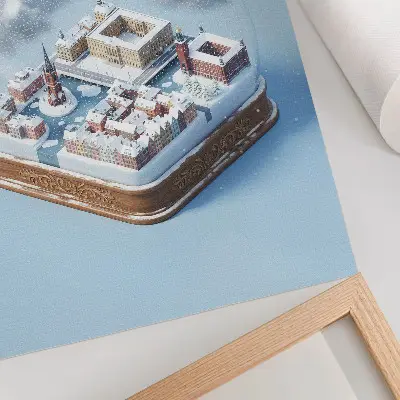 Decoratieve poster Stockholm in een glazen bol met moderne architectuur in een winterklimaat