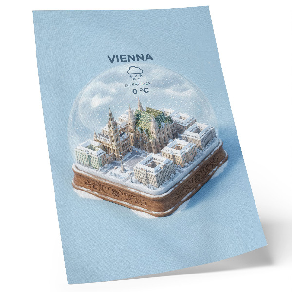 Poster Een miniatuurpanorama van Wenen in een glazen bol.