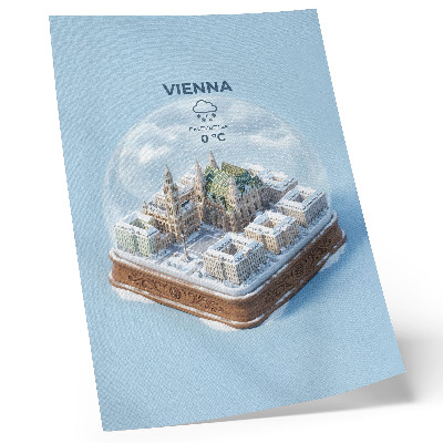 Poster Een miniatuurpanorama van Wenen in een glazen bol.