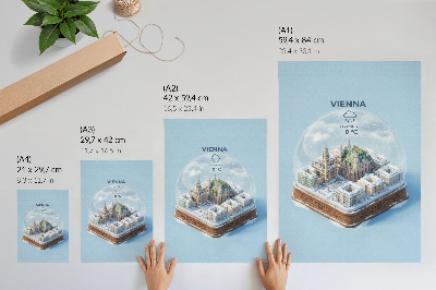 Poster Een miniatuurpanorama van Wenen in een glazen bol.