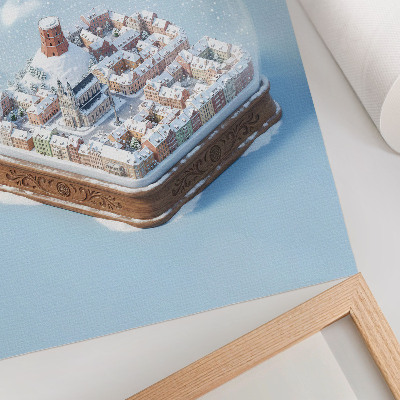 Decoratieve poster Miniatuurstad in een bol, winterse sfeer, magie