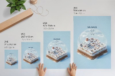 Decoratieve poster Miniatuurstad in een bol, winterse sfeer, magie