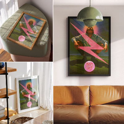 Decoratieve poster Neonkleuren en een verrassende figuur