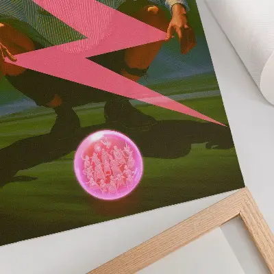 Decoratieve poster met neonkleuren en een verrassende figuur