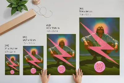 Decoratieve poster met neonkleuren en een verrassende figuur