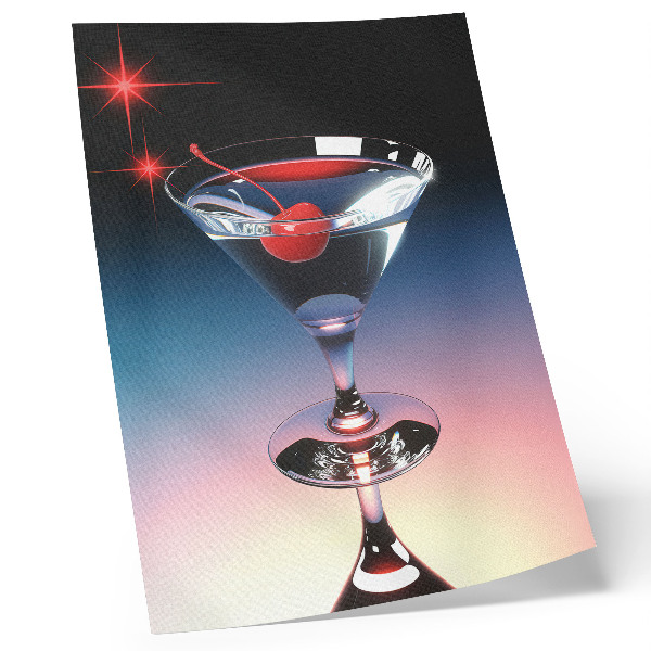 Poster Elegant cocktailglas met rode kers