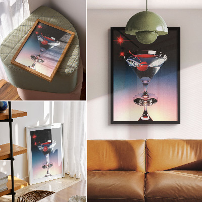 Poster Elegant cocktailglas met rode kers