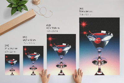 Poster Elegant cocktailglas met rode kers