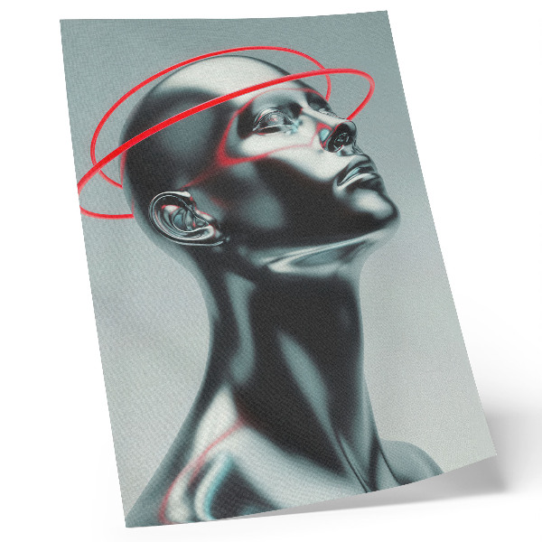 Decoratieve poster Futuristische sculptuur moderniteit rood grijs