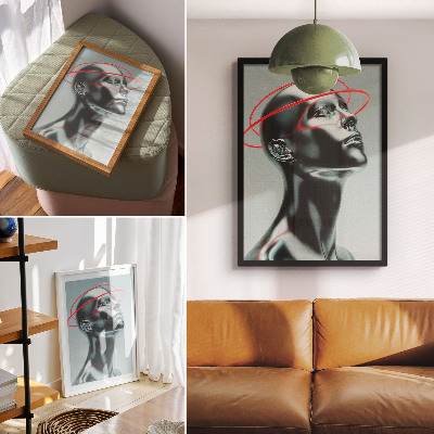 Decoratieve poster Futuristische sculptuur moderniteit rood grijs