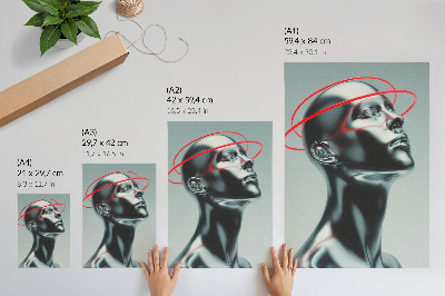 Decoratieve poster Futuristische sculptuur moderniteit rood grijs