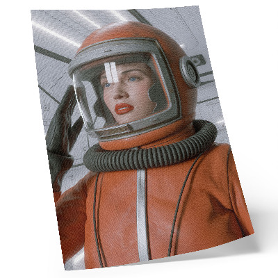 Decoratieve poster Ruimtefiguur in een ruimtepak, oranje moderniteit