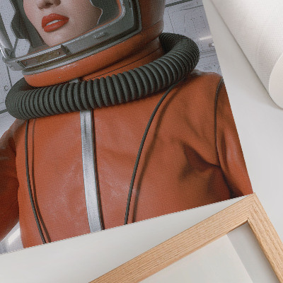Decoratieve poster Ruimtefiguur in een ruimtepak, oranje moderniteit
