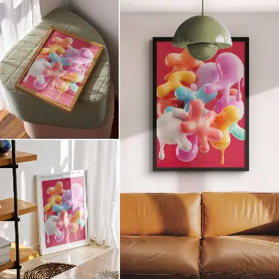 Poster met kleurrijke abstracte vormen in moderne stijl