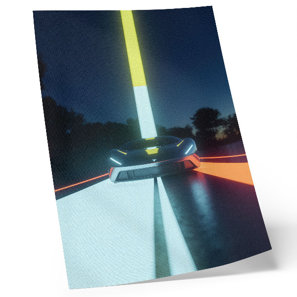 Decoratieve poster Dynamische lijnen futuristische auto nacht