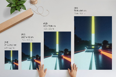 Decoratieve poster Dynamische lijnen futuristische auto nacht
