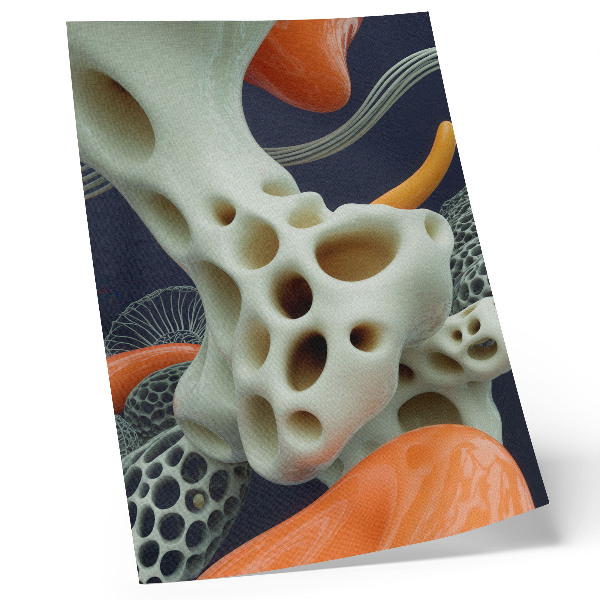 Wandposter Abstracte vormen crème oranje marineblauw