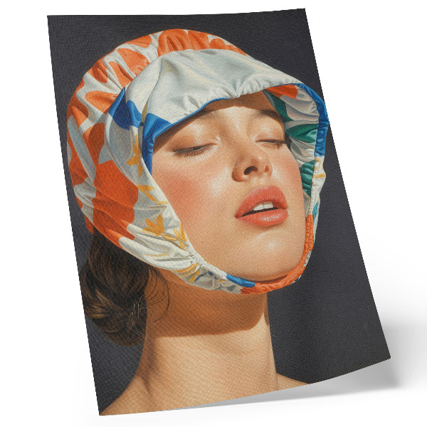 Decoratieve poster Realistische hoofddeksels, contrasterende kleuren, moderniteit