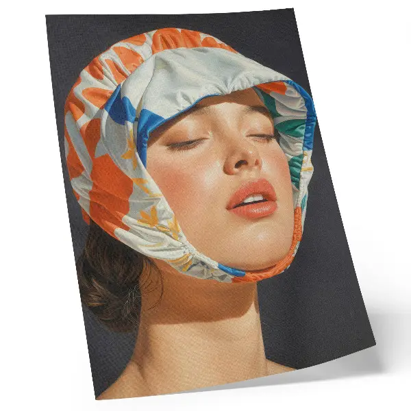 Decoratieve poster realistische hoofddeksels in contrasterende kleuren met een moderne uitstraling