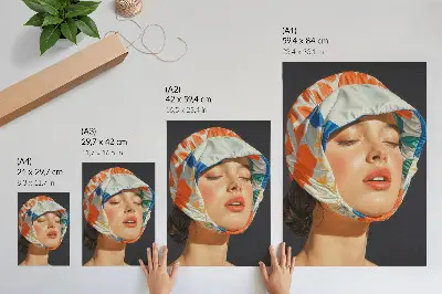 Decoratieve poster realistische hoofddeksels in contrasterende kleuren met een moderne uitstraling