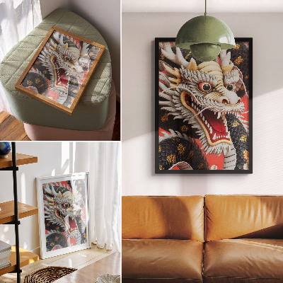 Wandposter Decoratieve draak met gedetailleerde afwerking.