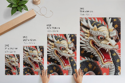 Wandposter Decoratieve draak met gedetailleerde afwerking.