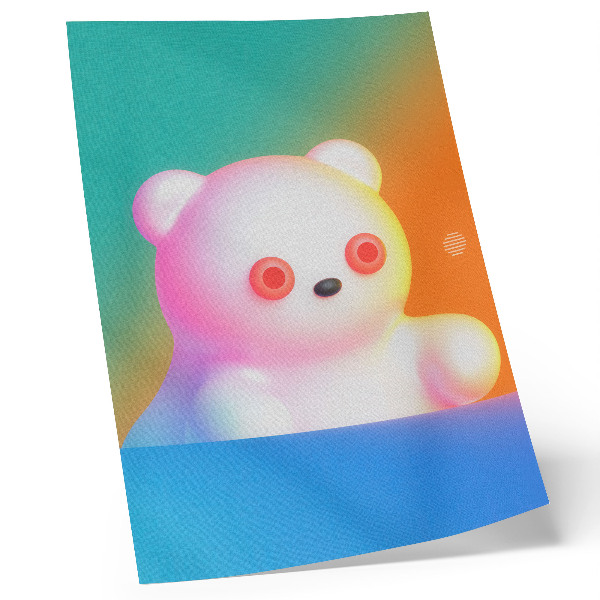 Decoratieve poster Kleurrijke teddybeer op een achtergrond met kleurverloop, moderne stijl