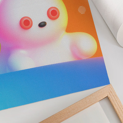 Decoratieve poster Kleurrijke teddybeer op een achtergrond met kleurverloop, moderne stijl