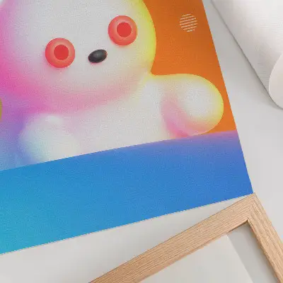 Decoratieve poster kleurrijke teddybeer op een kleurverloop-achtergrond in moderne stijl