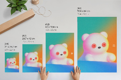 Decoratieve poster Kleurrijke teddybeer op een achtergrond met kleurverloop, moderne stijl