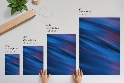 Wandposter Dynamische kleurbanden in verschillende blauwtinten.