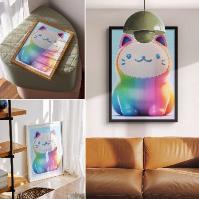 Wandposter Regenboogkat in moderne kleurovergangstijl