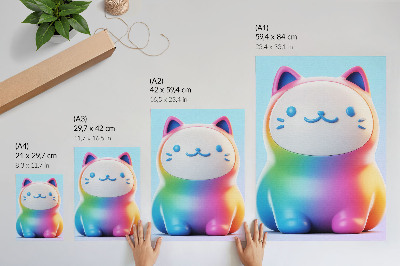 Wandposter Regenboogkat in moderne kleurovergangstijl